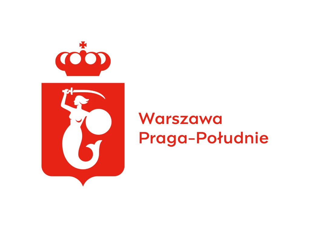 Logotyp Dzielnicy Warszawa Praga-Południe - wersja czerwona
